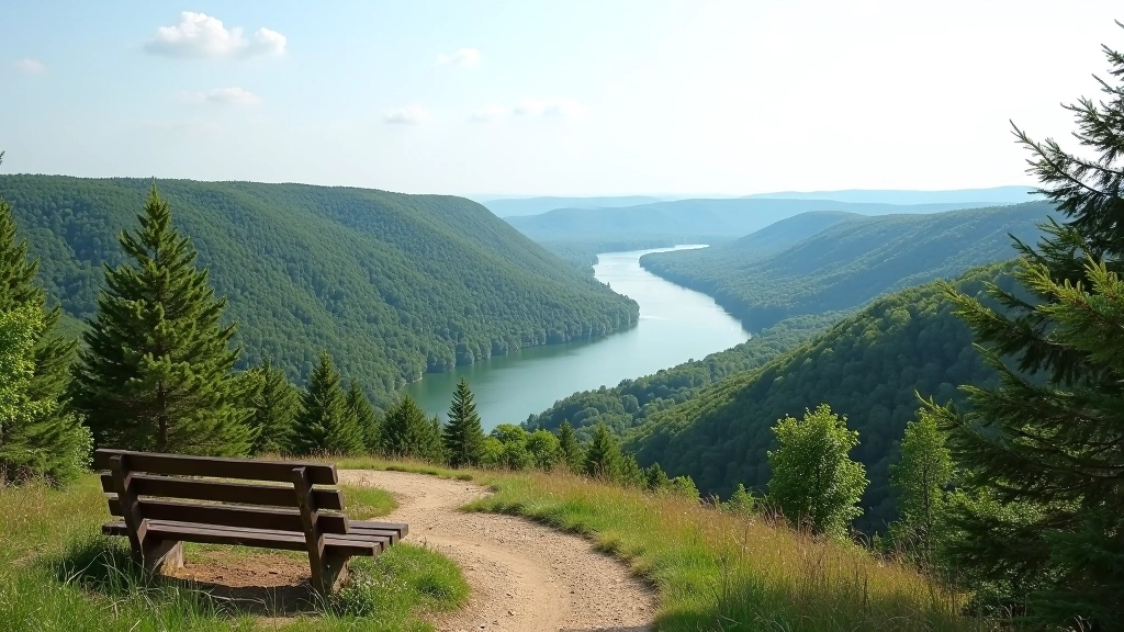 Scenic overlook of Daugava River valley with walking trail